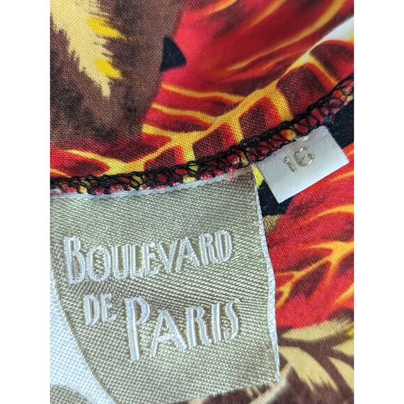 VINTAGE BOULEVARD DE PARIS Boho Button-Front Floral Maxi Dress Lace-Up Large - Picture 7 of 9